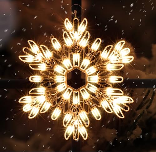 Miniatura 2 de Decoración de silueta de ventana de Navidad con 50 copos de nieve iluminados de 18 pulgadas