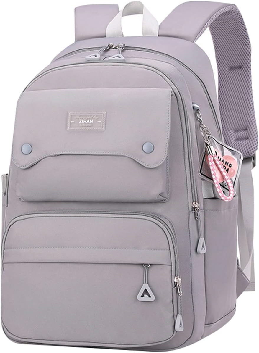 Teen Girls Casual Backpack High Middle School Daypack Women Daily Travel Laptop Bag (1# Grey, 26 Liters)