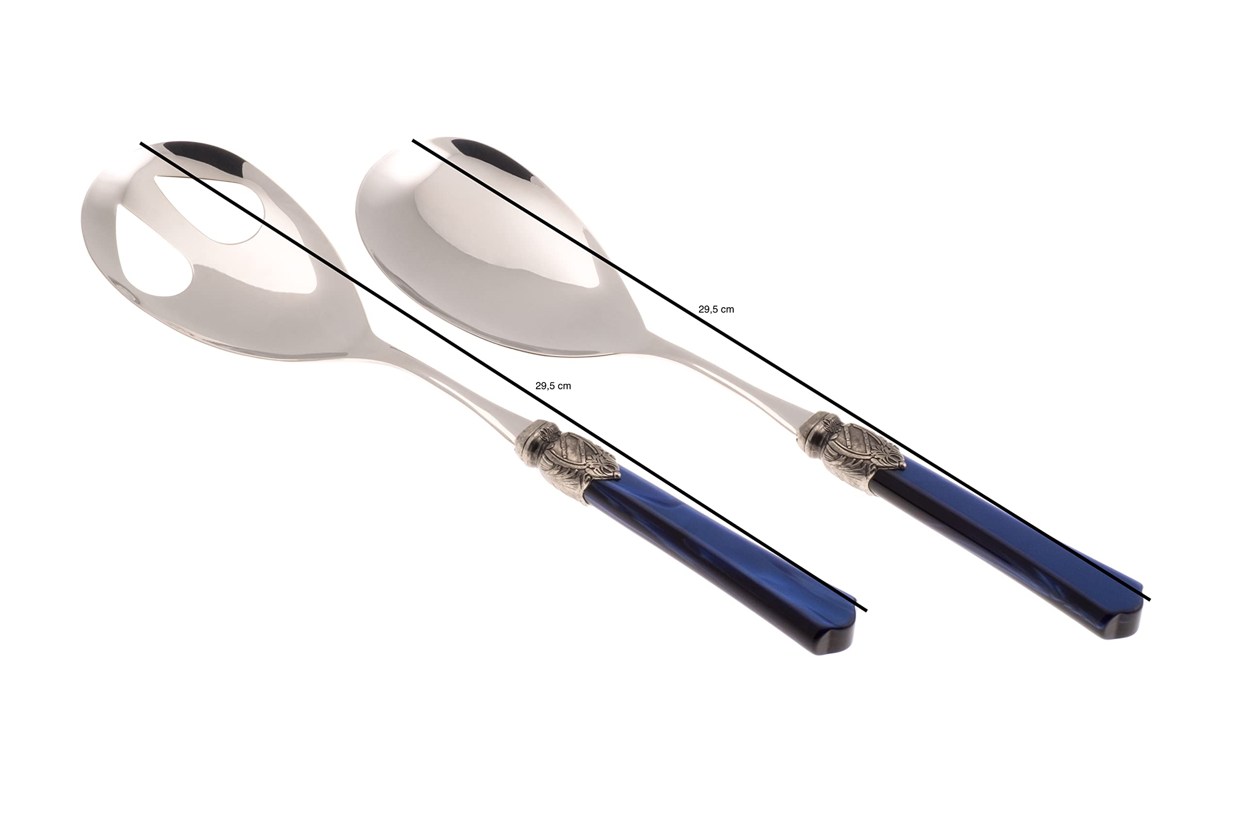 Rivadossi Vittoria Blu - Set di Posate per Insalata, 2 Pezzi - 100% Made in Italy, Artigianalità e Design - Acciaio Inox 18/10