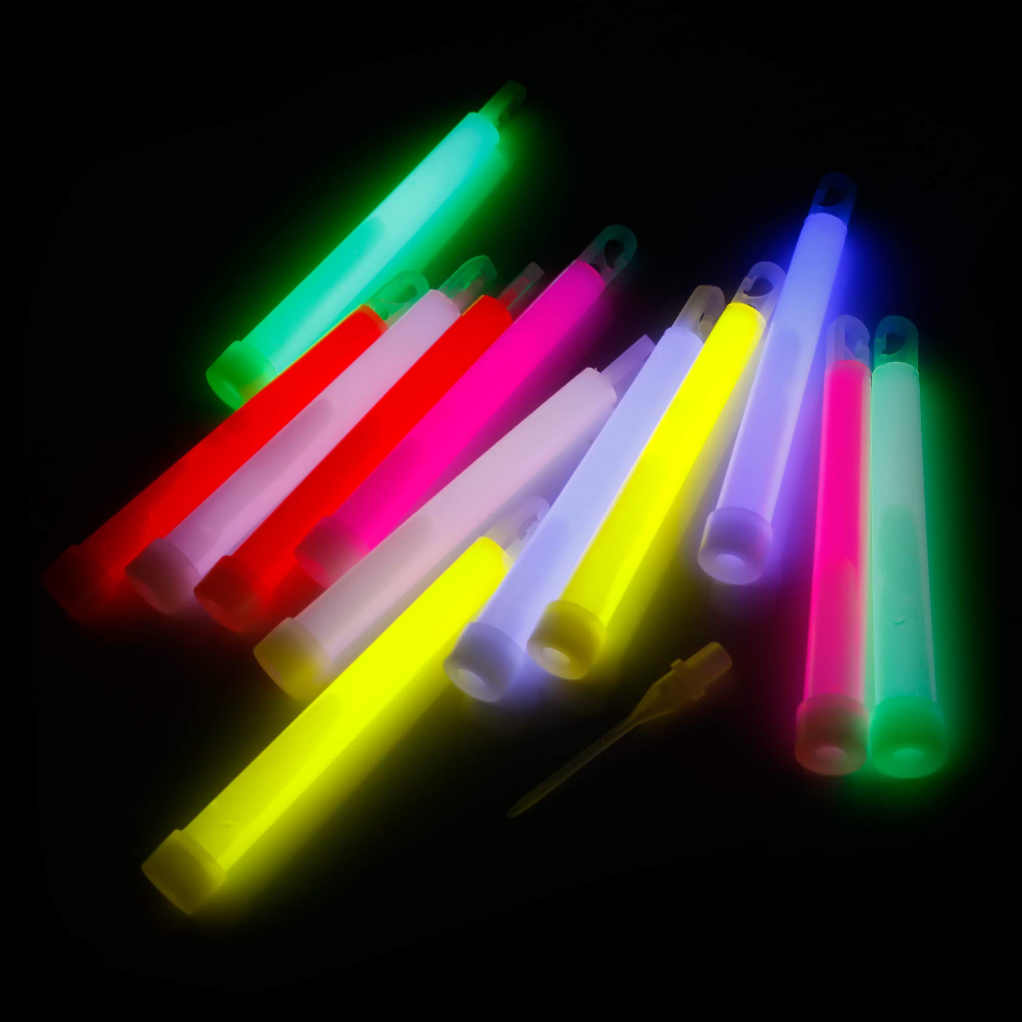 KNIXS Power-Knicklichter 12er Set – Inkl. Haken & Band, Leuchten 8+ Stunden (versch. Farben)