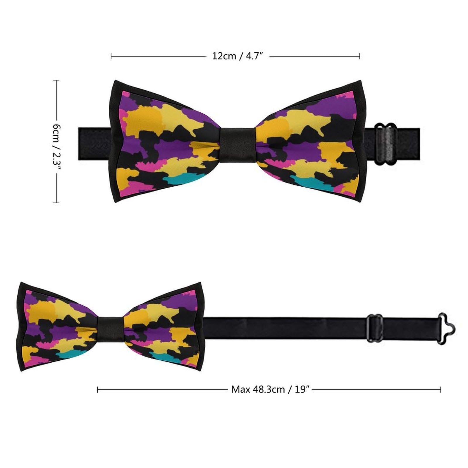 GoasNei Fashion Camo Pattern Bow Tie for Men Adjustable Necktie Funny Tie Neck Ties for Weddings Party