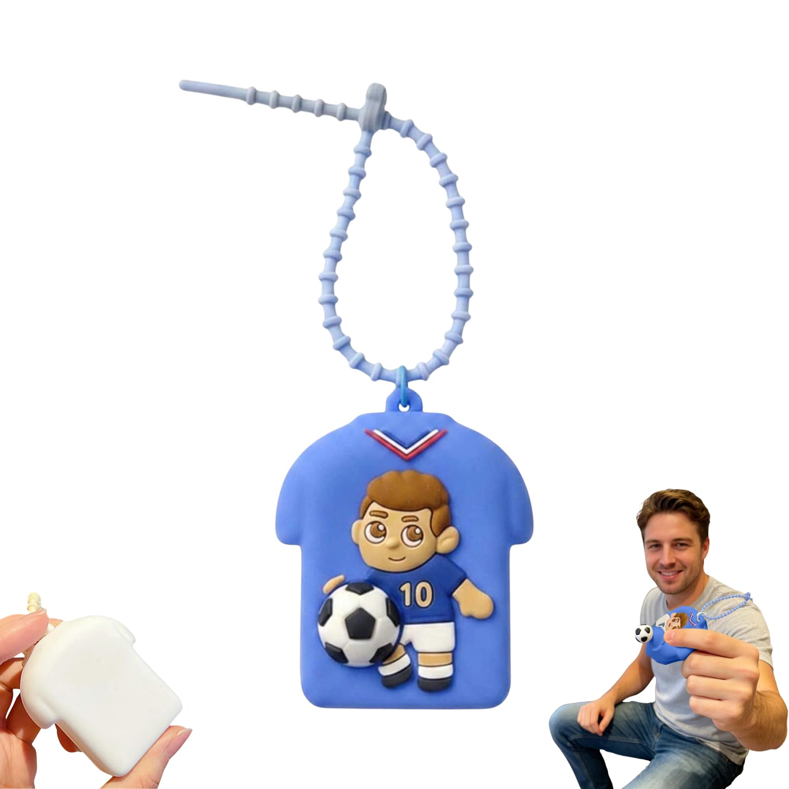 Football Jersey Squeeze Keychain Fidget Toy, 2026 World Pop Out Soccer Ball Stress Relief Sensory Keyring, Novelty Football Party Bag Fillers and Intense Competition (Blue)
