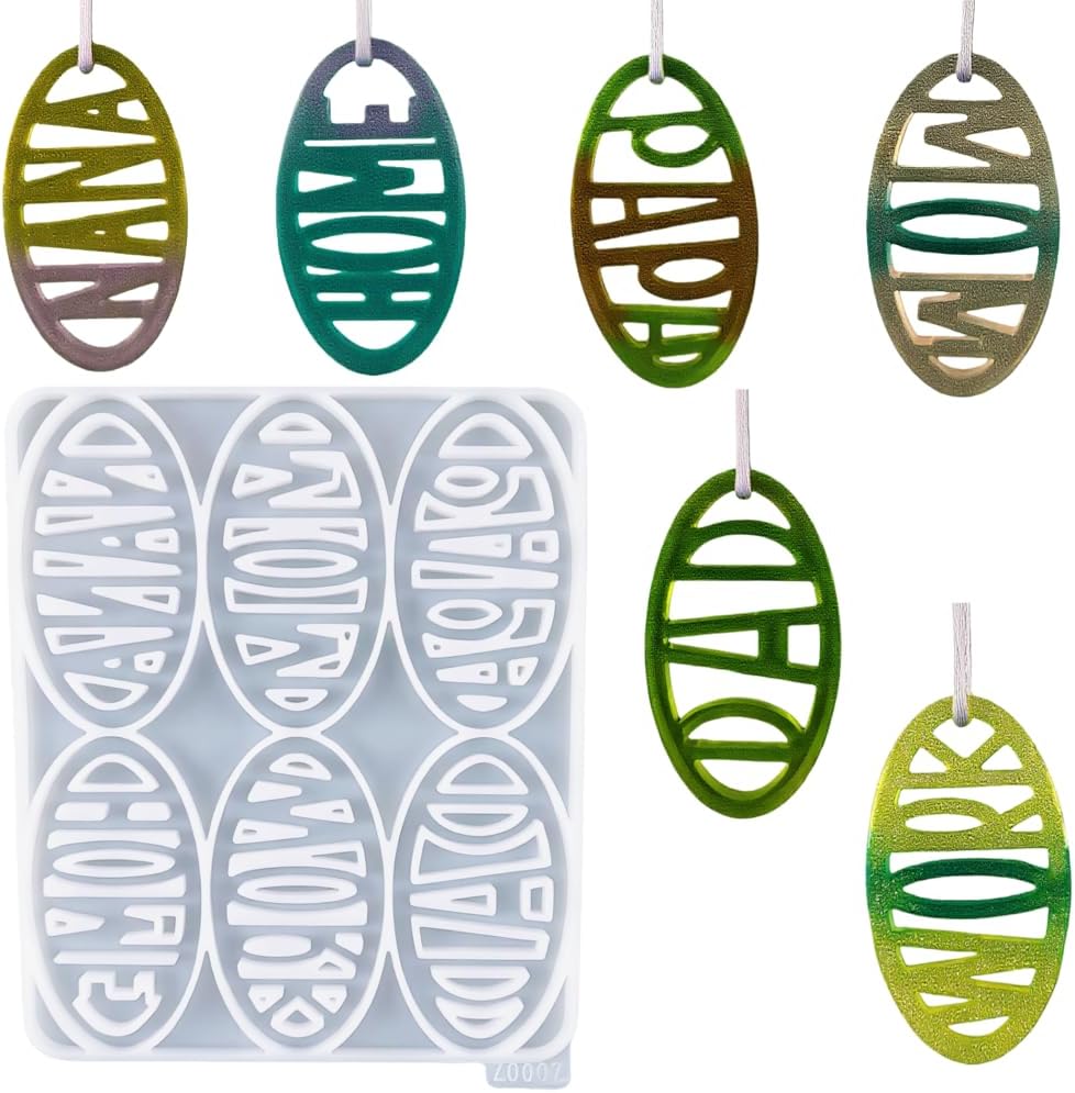 2 Pack Elliptical Family Letter Eardrop Silicone Mold, Resin Casting Mold for Jewelry Making Z0007*2