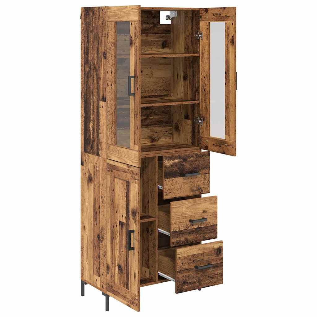 Highboard Lot de 2 étagères murales en bois vieilli avec tiroirs