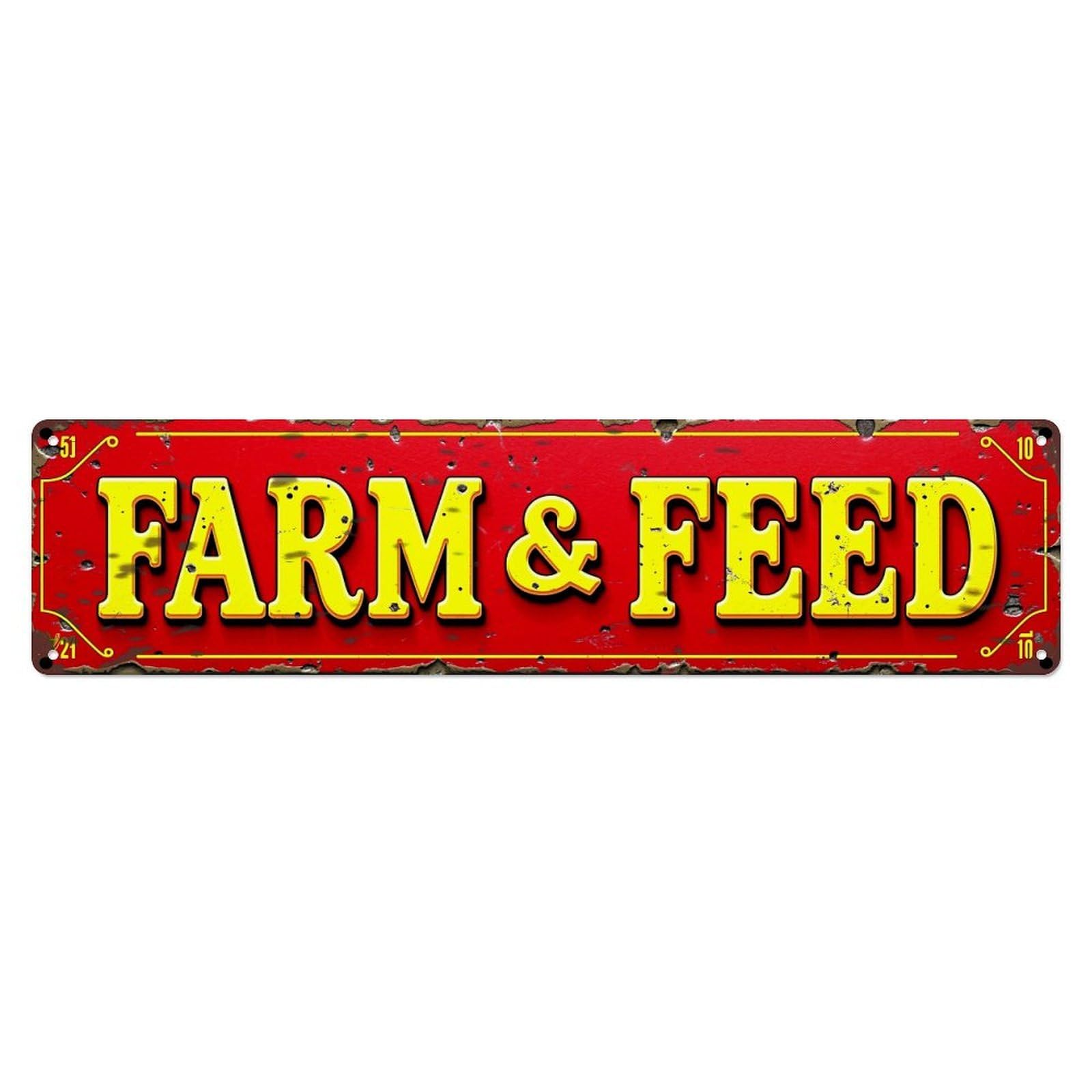 Jdyaojiesheng Vintage Farm And Feed Sign Pattern Tin Sign Retro Metal Wall Decor Metal Poster, Home Bar Garage Farmhouse Cafe Wall Art Decoration 4X16inch