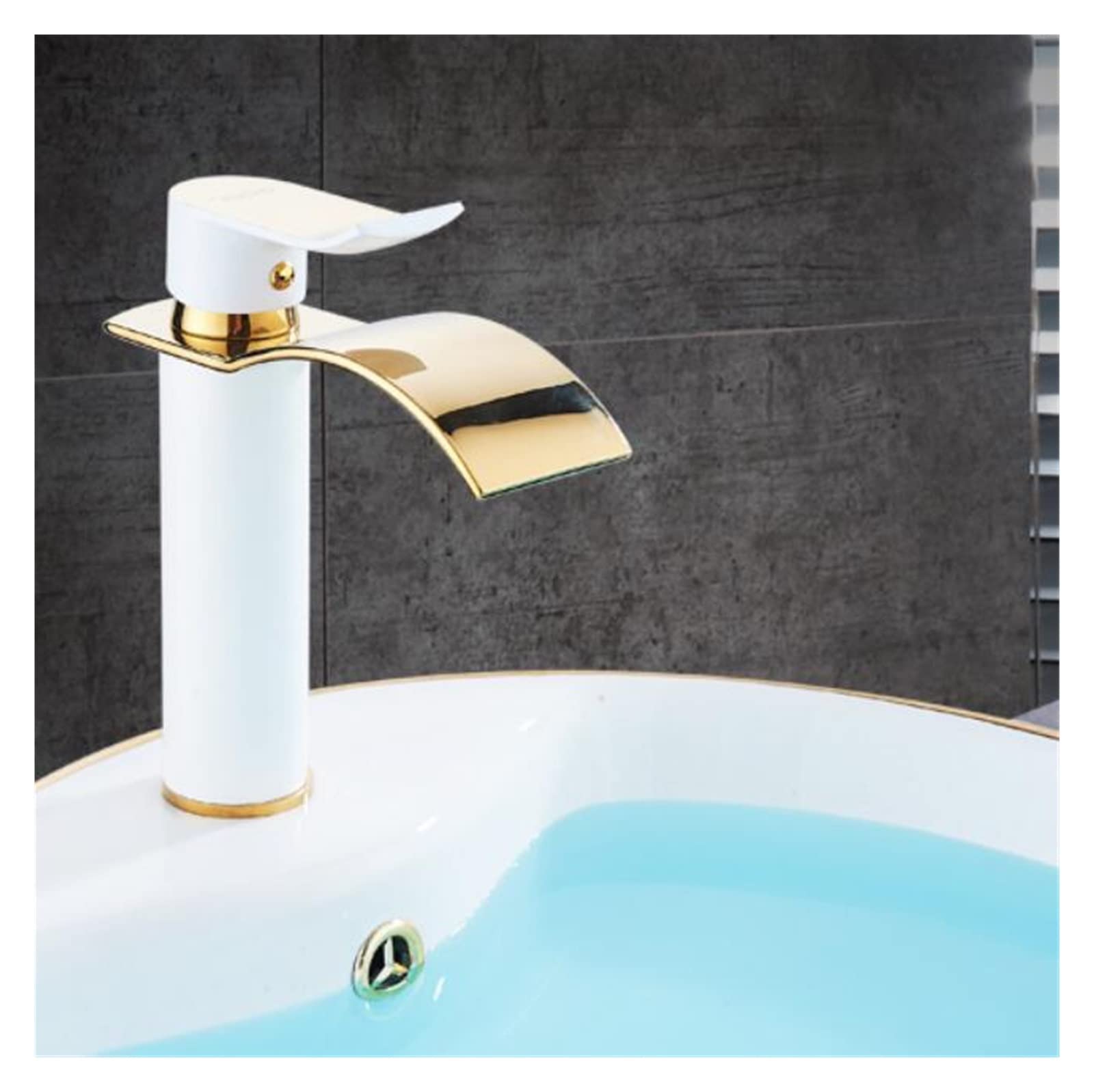 Mitigeur cascade en laiton blanc et or pour une salle de bain moderne et chic