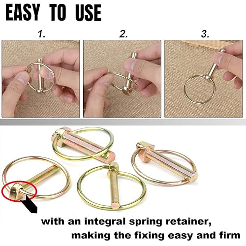 Miniatura 9 de 30 Pcs Lynch Pin Lynch Pin Assortment Kit Linch Pin with Ring Heavy Duty Lynch Pin for Farm Tractors Trailers Trucks Mower,14 316 516 716 inch,4