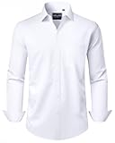 Men's Dress Shirts Long Sleeve Wrinkle-Free Stretch Shirts Solid Formal Button Down Shirt with Pocket