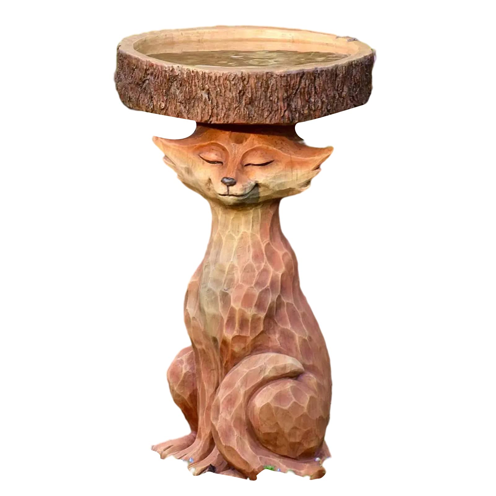 laoonl Garden Bird Bath, Resin Standing Foxs Birdbath, Animal Statue Outdoor Birdfeeder Resin Decoration Cute Foxs Garden Ornament for Garden