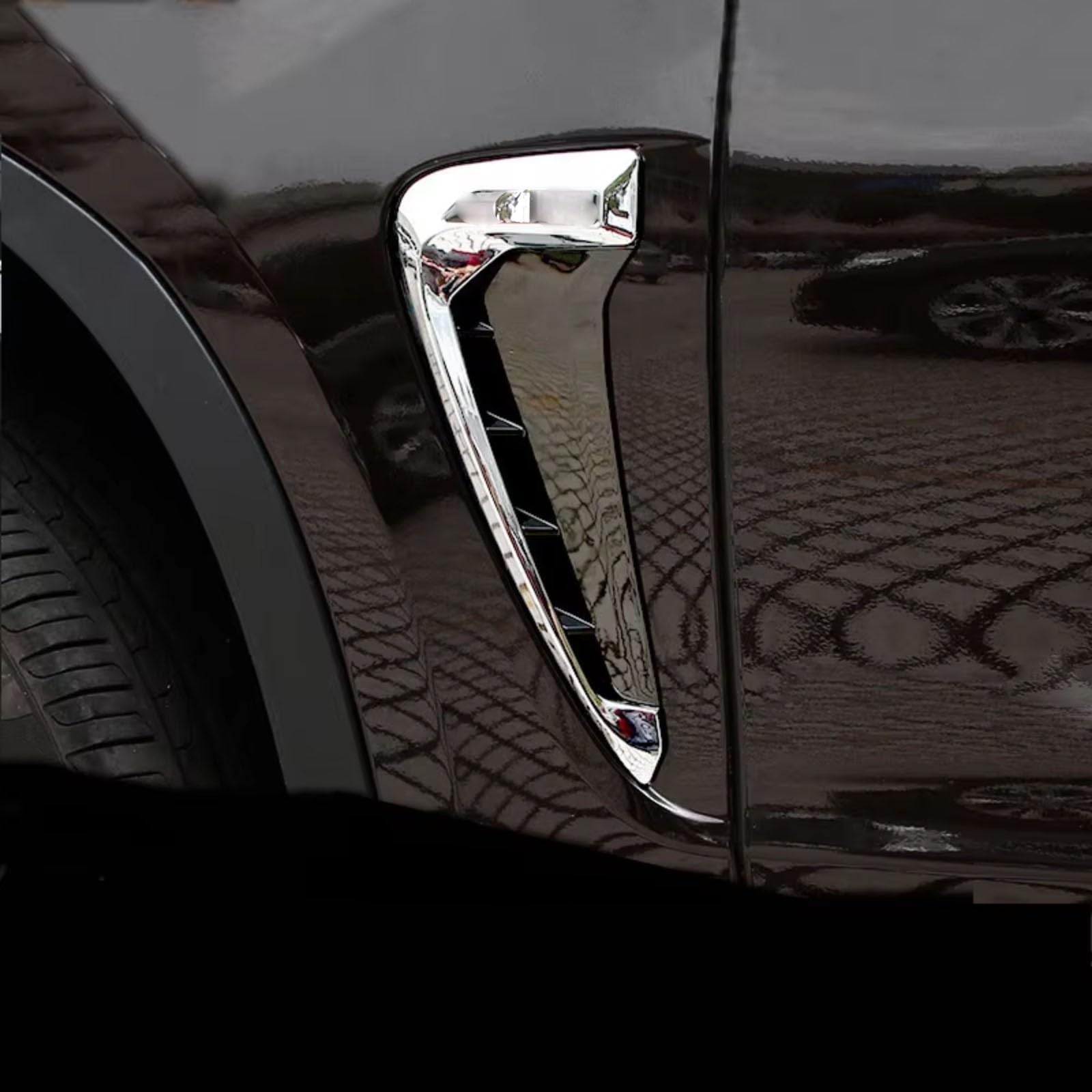 Cofano con alette laterali Compatibile Con BMW Per X Per Serie Per X5 Per F15 Per X5M Per F85 Adesivo Prese D'aria Laterali Con Branchie Squalo Prese Laterali(Silver)