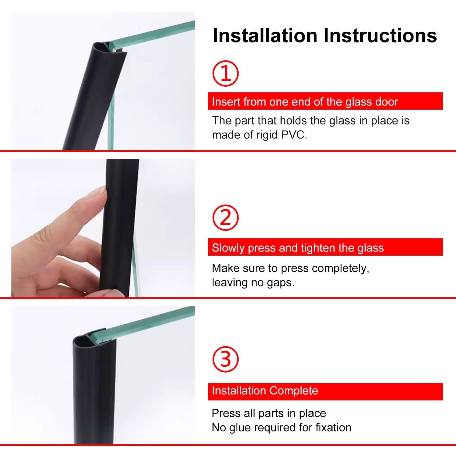 Magnet-Duschlippendichtung for Duschtüren Wasserabweisend, 1 Paar Profil-Dichtung 90°/180°, Länge: 1.1 m, Duschdichtung 6-11 mm, Türdichtung PVC Transparent(10mm)