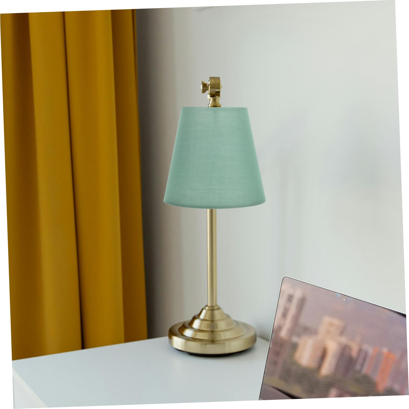 Abat-jour Tambour En Tissu Vintage - Couleur Macaron Vert - 14x14x13cm, Douille E14 - Pour Lampe De Chevet, Salon