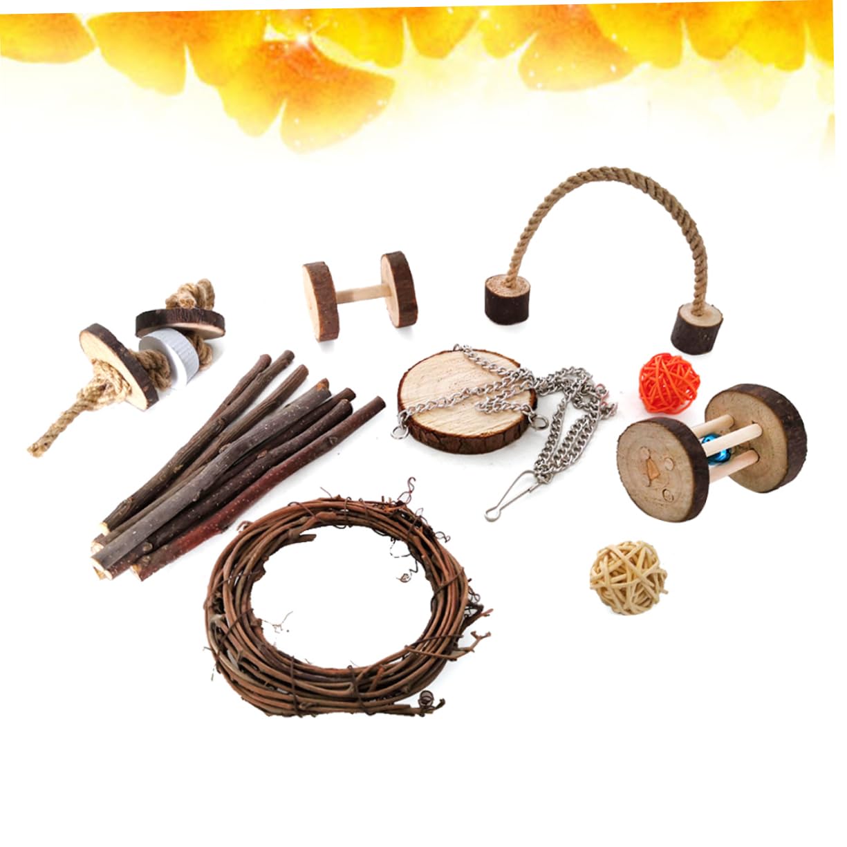 COLLBATH 9stücke Teiliges Kauspielzeug-Set Aus Holz Für Hamster Kaninchen Und Papageien Spielzeug Zur Zahnpflege Fördert Spiel Und Bewegung Sicher Und Unterhaltsam Für Kleine Haustiere