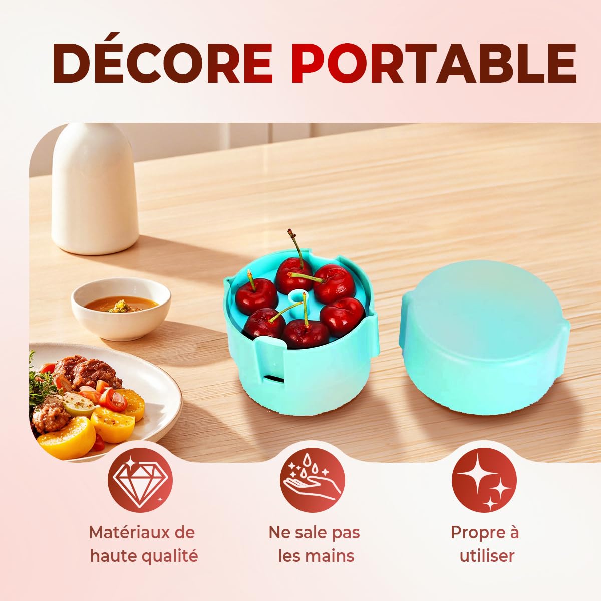 Dénoyauteur Pour Cerises Et Olives - 6 Trous En Même Temps - Facile à Utiliser Et Nettoyer - Matière ABS Durable