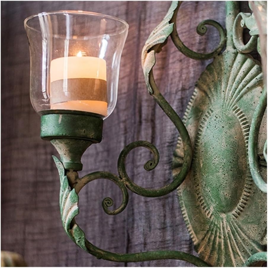 Candle Holder Retro Wrought Iron Wall-Mounted Candle Holder Creative Garden Courtyard Decoration Candlestick