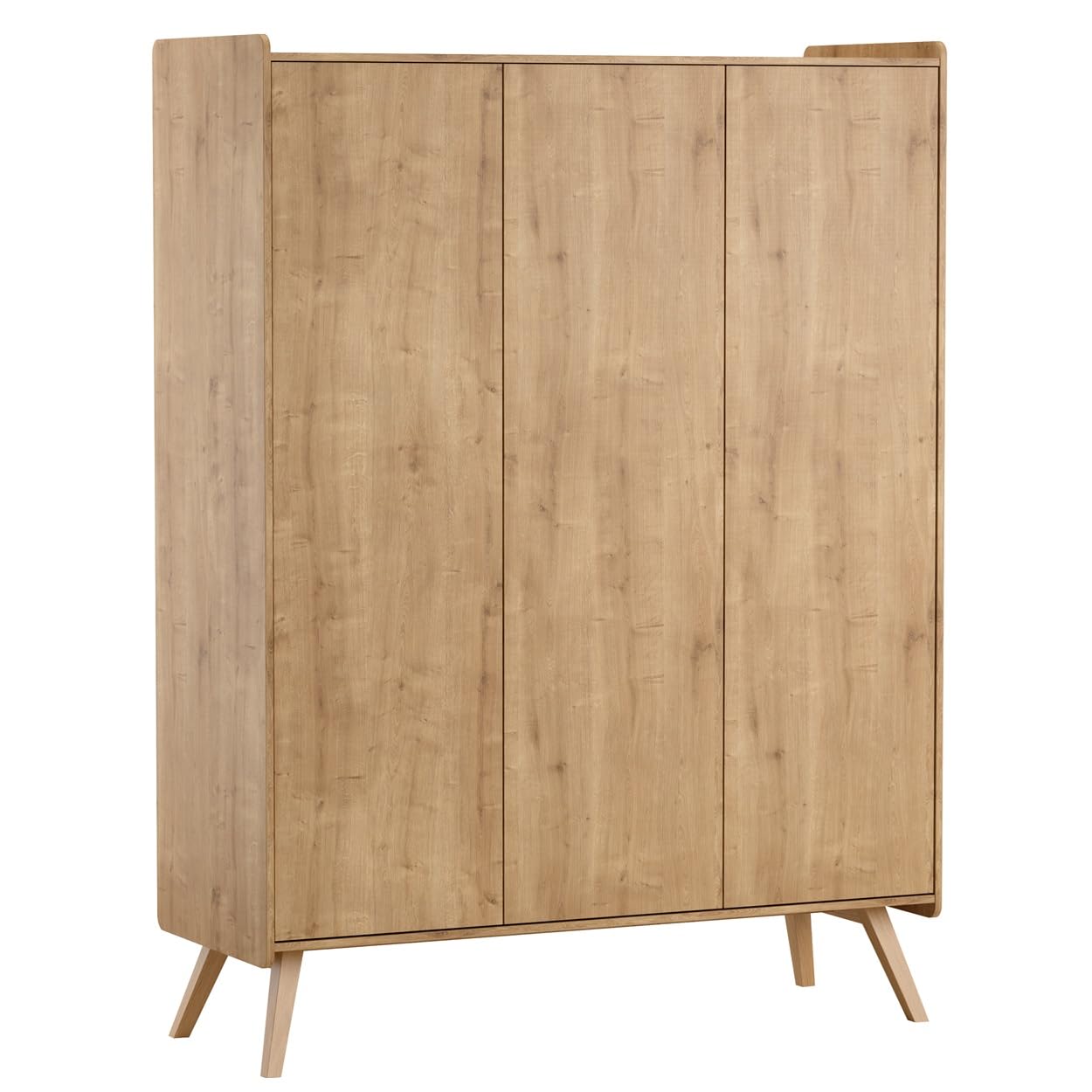 QMM Babyzimmer Kinderzimmer Vienna komplett Set B Kleiderschrank 3-türig Kommode Wickelaufsatz Bett (Eiche)