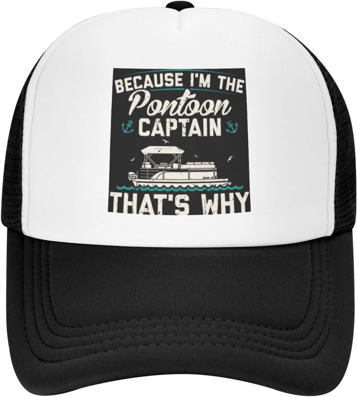 Because I'm The Pon-toon Cap-Tain Boa-ting Pon-toon Trucker Hat Women Mesh Baseball Cap Cowboy Hat Men Dad Hat