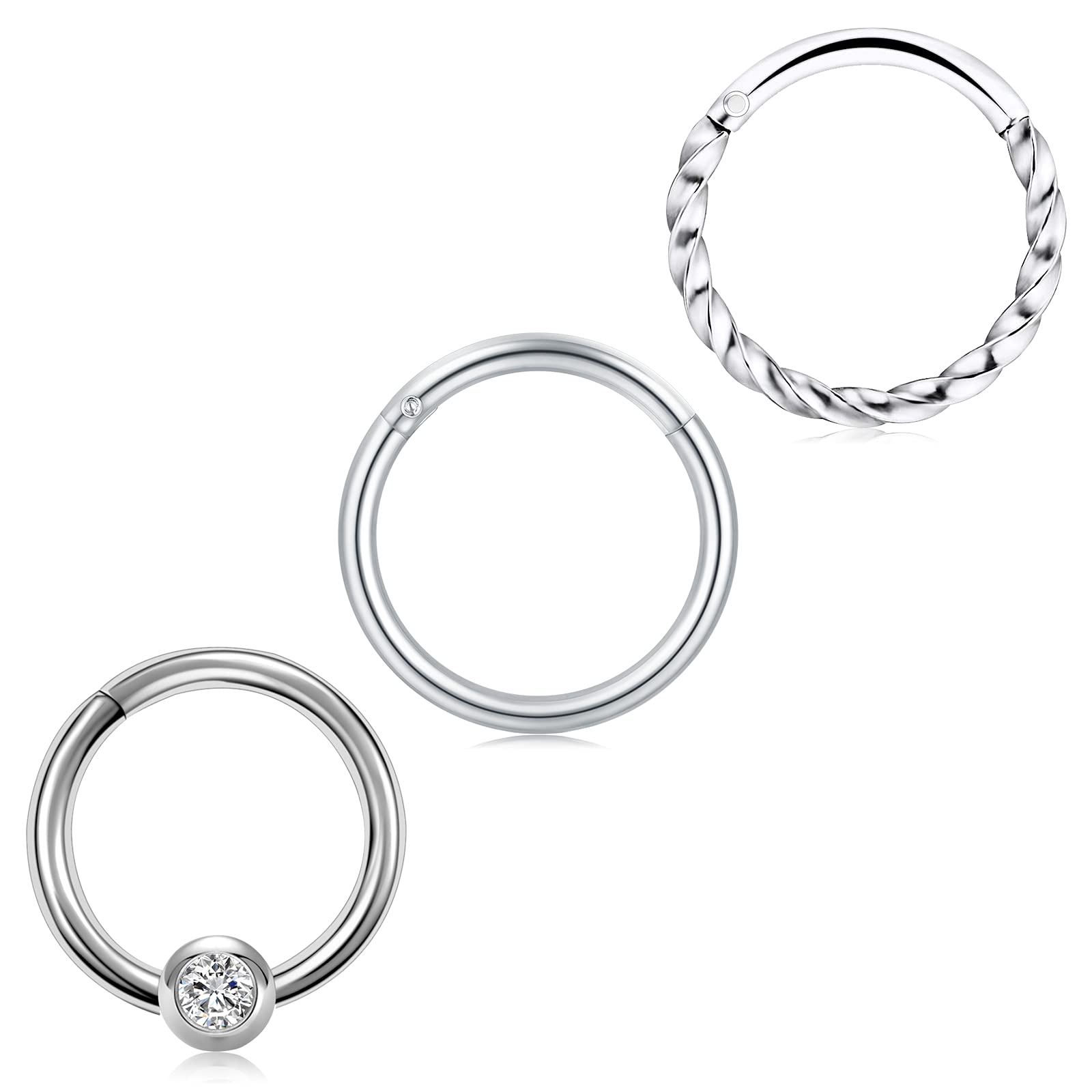 Crdifu4 Aro de Nariz Acero Quirúrgico 8mm Pendientes Labio Septum Tragus Anillo Segmento Bisagra 16G Piercing