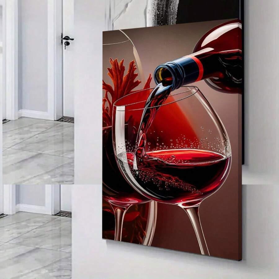 Toile élégante vin rouge versé peinture classique sans cadre pour salon