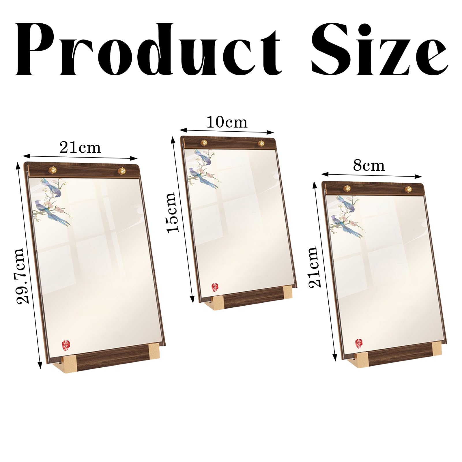 4 unidades de expositores de mesa A4/A5/A6 con base de madera, soporte para menús de madera para restaurantes, soporte para tarjetas de madera (A4)