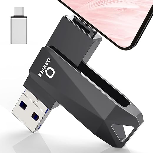 Memoria USB para Phone 128GB Pendrive USB 3.0 4 en 1 Memory Stick para Android iOS Computadoras Laptops Smartphone OTG Tipo C Exterma Flash Drive Expansión USB (128GB,Negro)