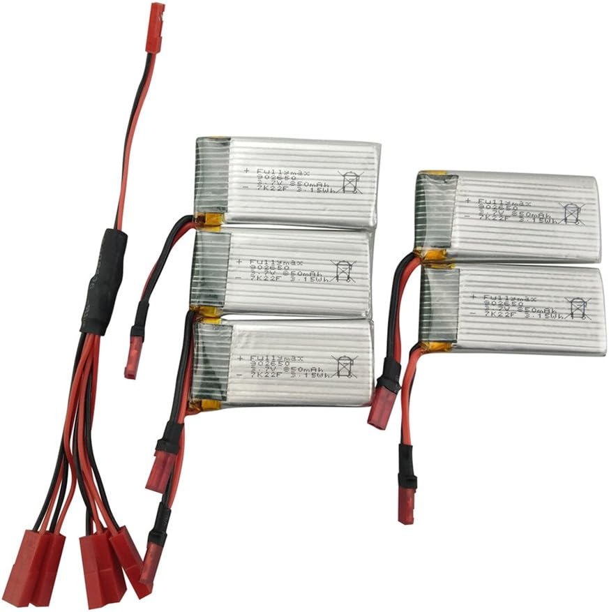 sea jump Accessories 5PCS 3.7V 850mah Lithium Battery + 1to5 US Charger for SYMA X56 X56W X54HW Foldable Quadcopter Parts Fold UAV Parts
