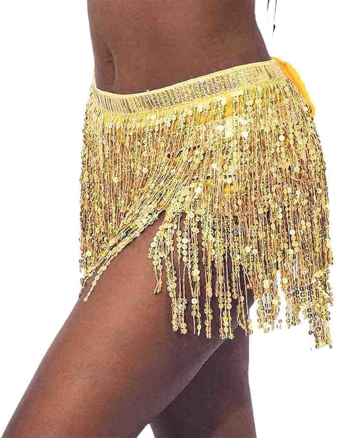 Falda de Lentejuelas para Mujer, Flecos Carnaval, Minifalda Danza del Vientre