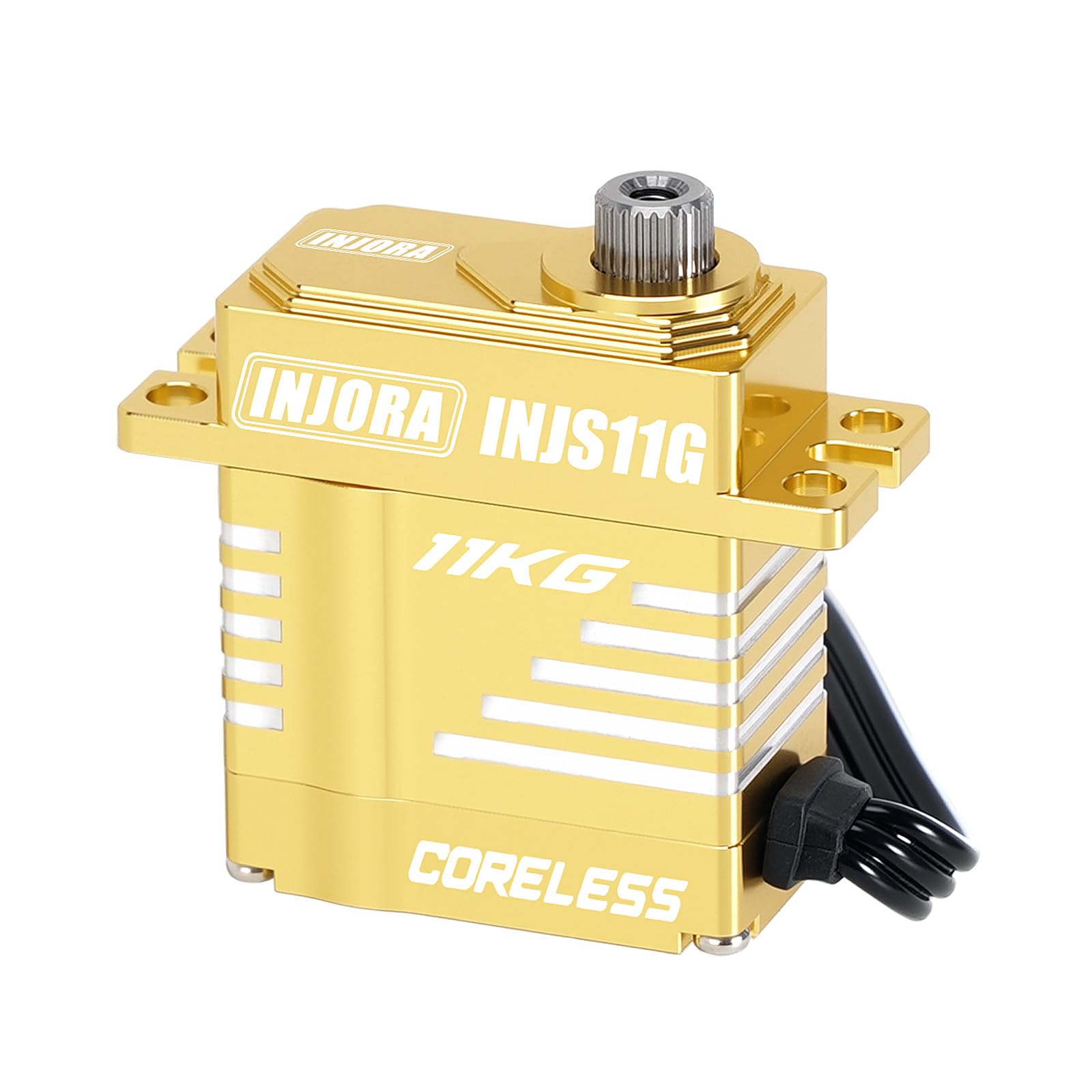 INJORA 11KG Coreless Digital Micro Servo High Torque Metal Gear for 1/18 1/24 RC Crawler (Gold&Bottom Wire Exit)
