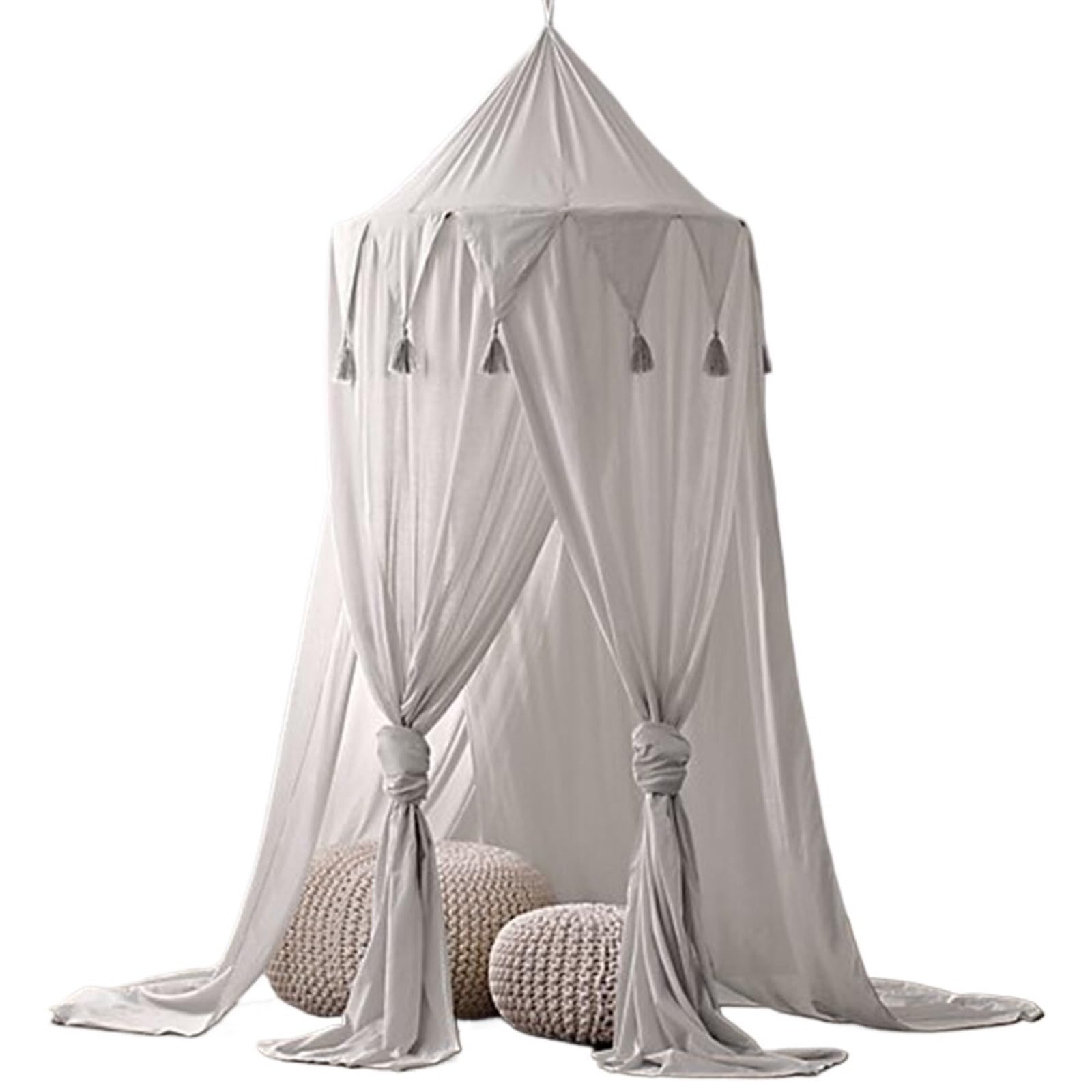 CGUOHU 240cm X 50cm Bed Canopy Bedcover Mosquito Net Curtain Bedding Round Dome Tent Cotton For Home Decor For Bed(Grey)