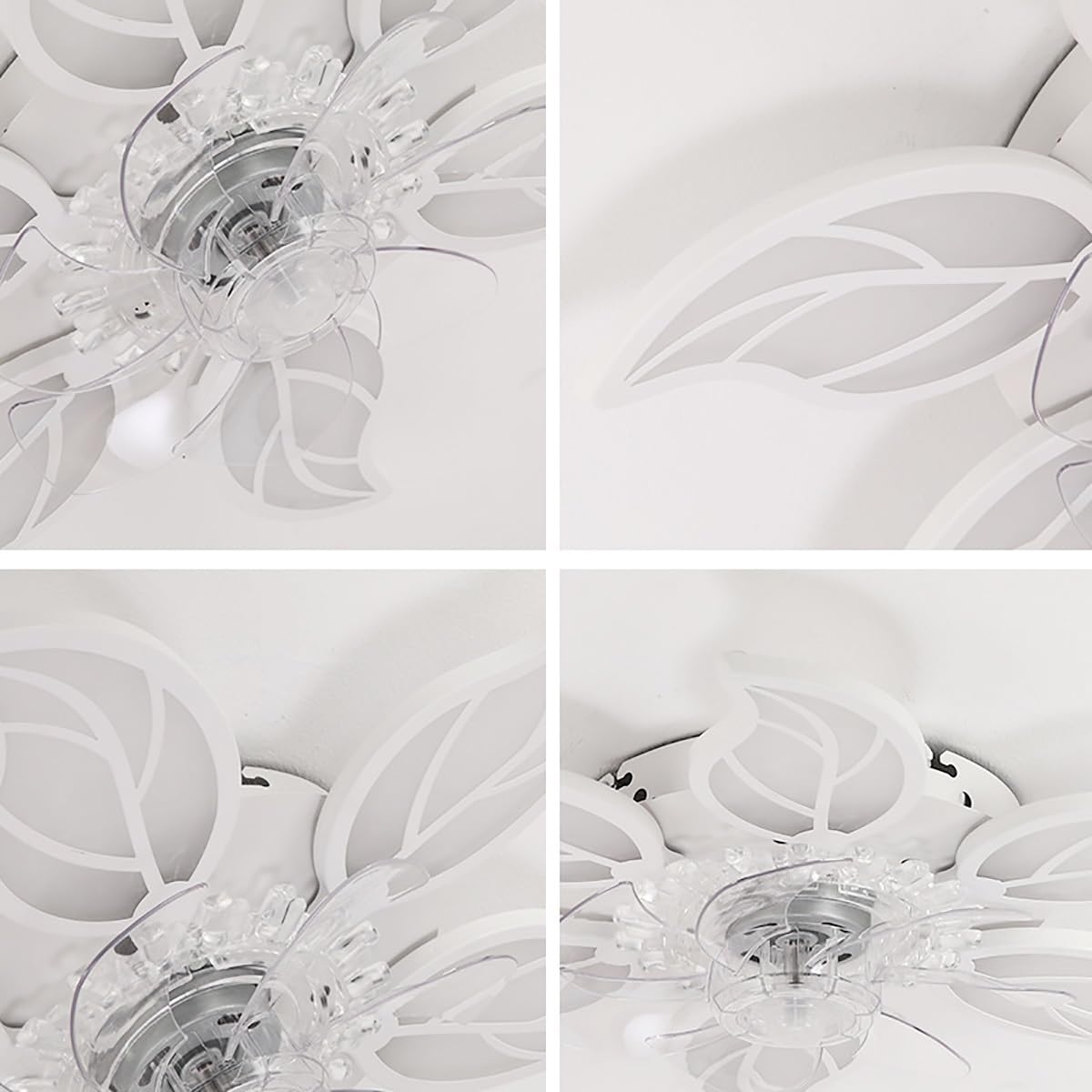 CUNTO Ventilatore da soffitto semplice con telecomando, ventilatore elettrico silenzioso con luce nascosta con 3 velocità del vento e LED dimmerabile a 3 colori, per soggiorno camera da letto