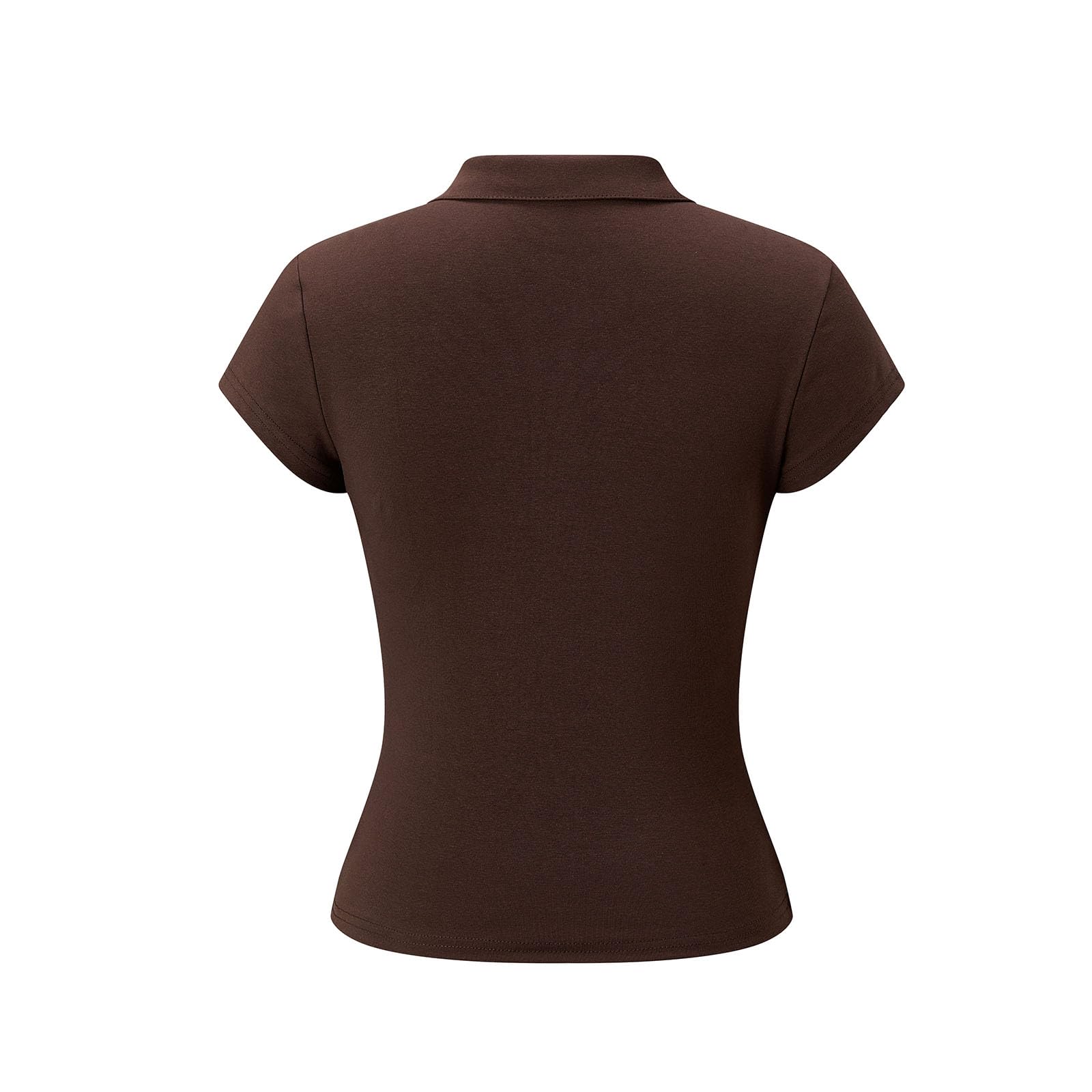 Sexy Outfit Polo Corto Ajustado con Cuello en V y Botones, Camiseta de Golf Informal Elegante para Mujer | Camiseta Polo Recortada con Medio botón y Corte Entallado Henley con Manga Casquillo Tops