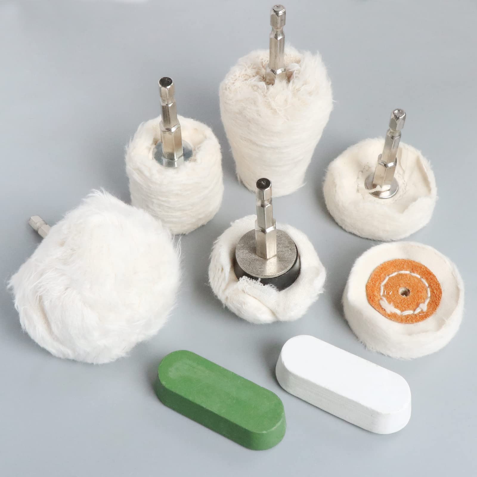 8pcs ruota di lucidatura per trapano, lucidatura ruota kit lucidatrice con 1/4" alberi esagonali (8)