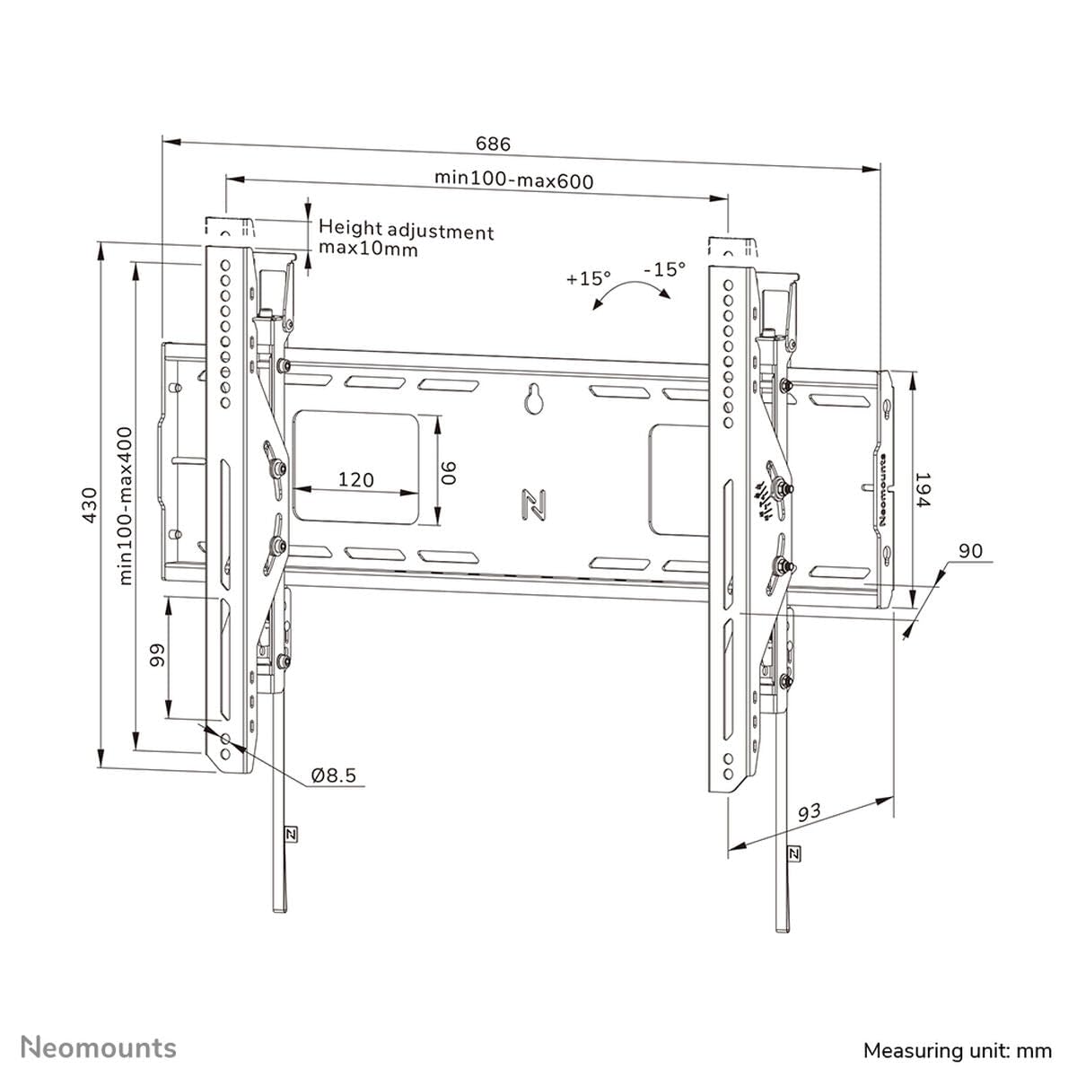 NewStar fpma-d1310silver-b supporto per schermo piatto - Supporto bilanciere Pannello piatto per ufficio