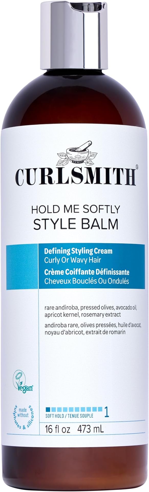 Curlsmith - Hold Me Softly Style Balm - Vegan Soft Hold Styling Cream for Wavy and Curly Hair, Natural Look