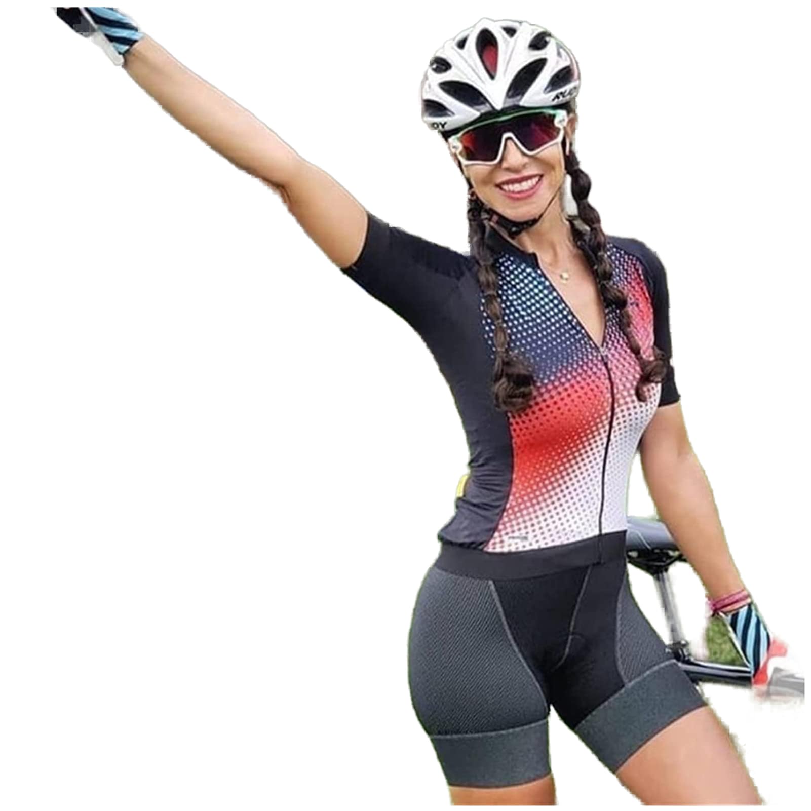 FFFF & OLFEH Costume de Cyclisme pour Femmes Combinaison Vêtements de vélo Triathlon Summer Collants, Vêtements de vélo Courir Costume de Peau Natation Cyclisme