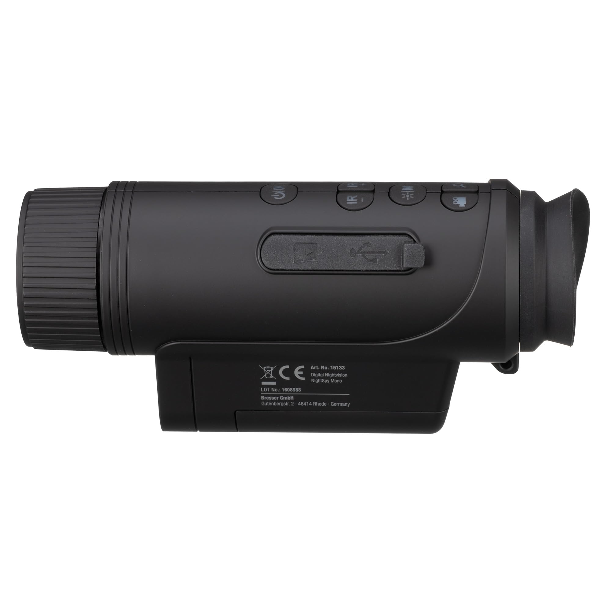 Bresser NightSpy Mono Nachtsichtgerät Digital mit IR-Beleuchtung & Kamera | 2X optische Vergrößerung, 100m Nachtsicht-Reichweite | inkl. Akku & Tasche