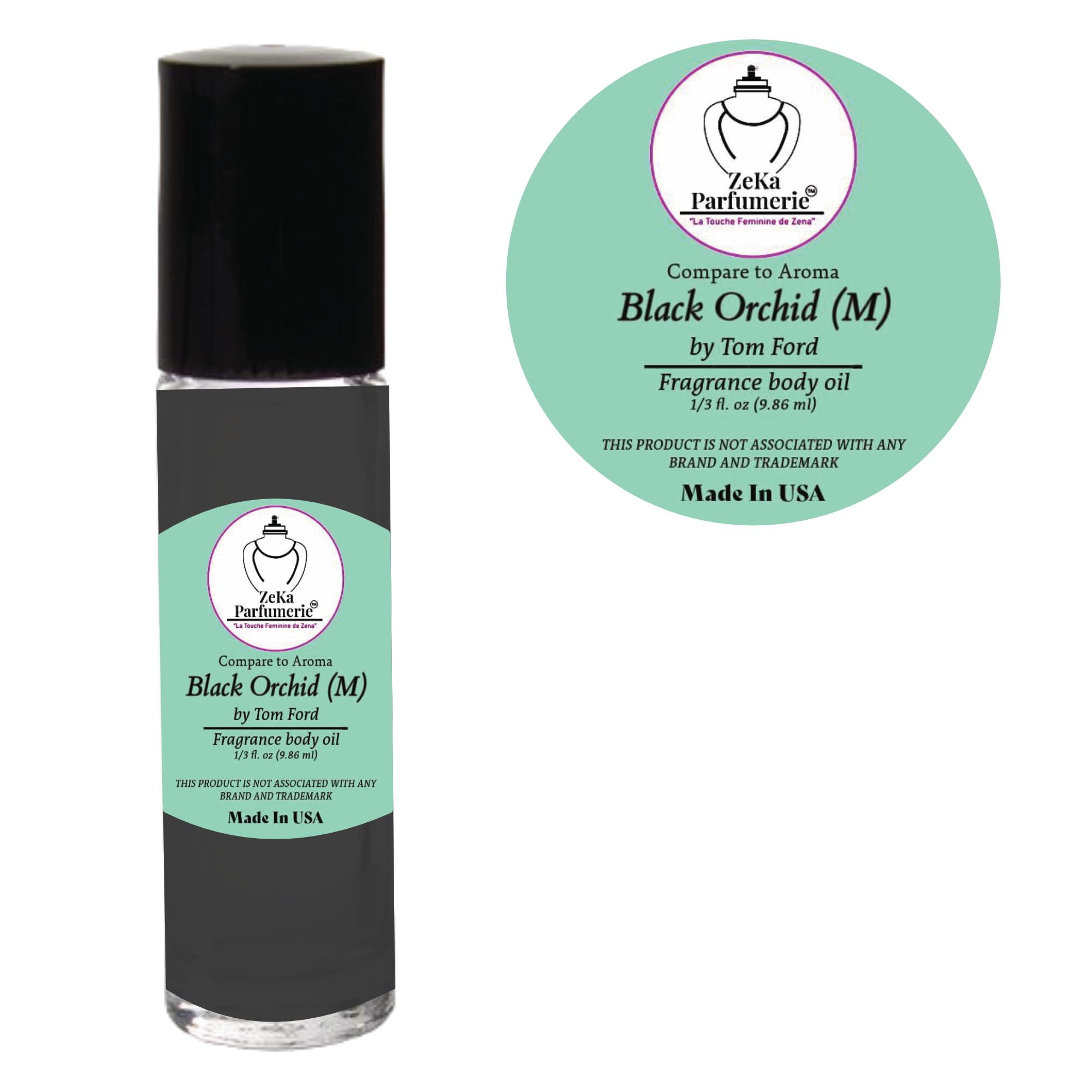 ZEKA PARFUMERIE Compare to Aroma compatible with Black Orchid by Tom Ford for Men Fragrance Body oil on 1/3 oz (9.86ml) Travel size Roll-On Botlle