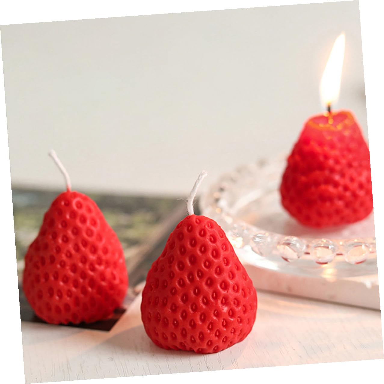 Set 9 Candele Profumate alla Fragola, Piccole Candele Decorative a Forma di Fragola per Aromaterapia, Idee Regalo per Matrimoni, Compleanni e Decorazioni Casa