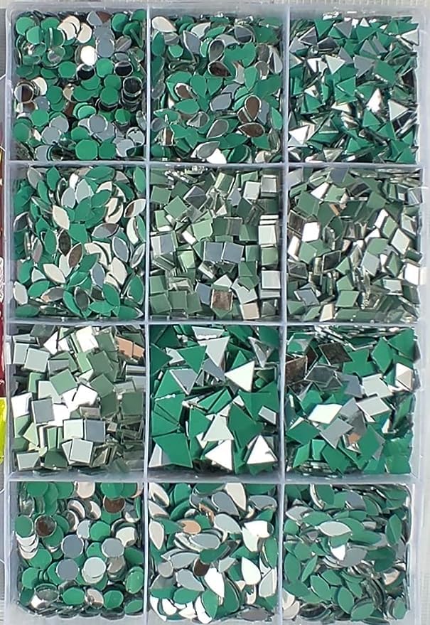 All Shape Mirror kit for Craft Work (Total-1200 Pieces) Free Fabric Glue Cone (Combo 12, 1CM)