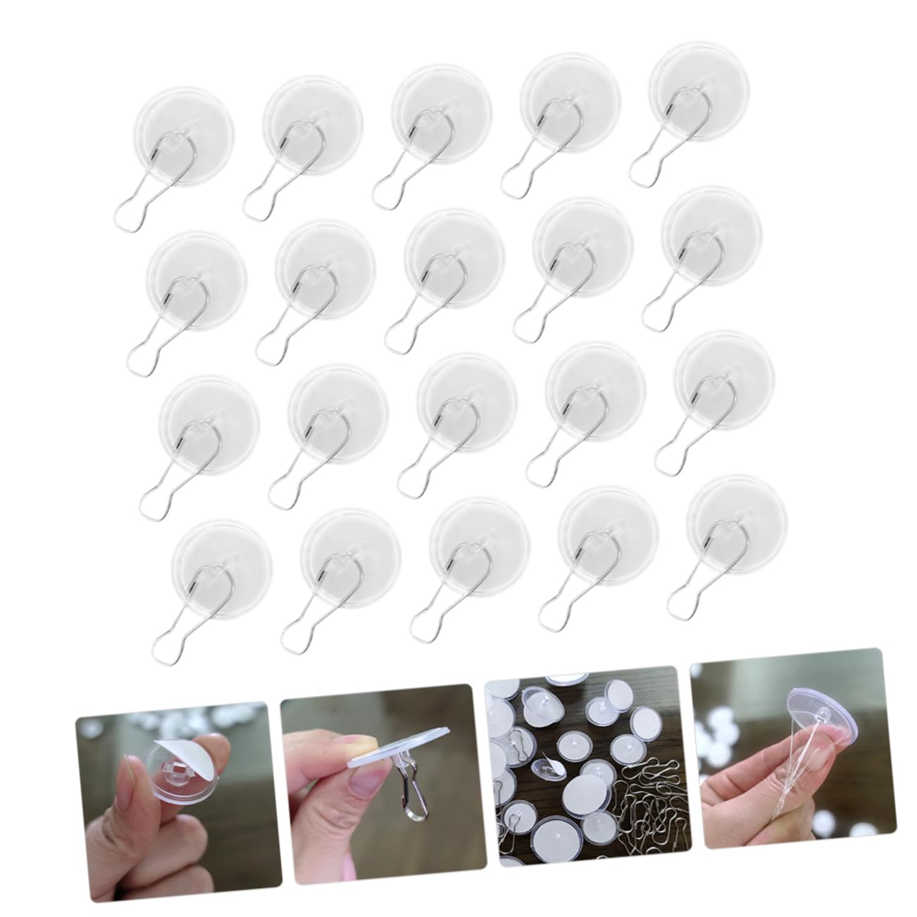 100 Ganchos Adhesivos Transparentes para Techo, Reutilizables Taladro, de Acero Inoxidable y Plástico, para Decoración de Navidad y Bodas