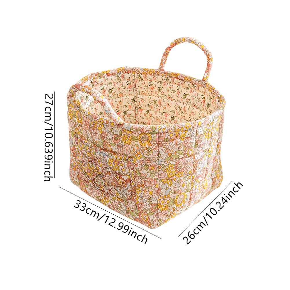 Cesta de almacenamiento, tela bohemia, cesta de almacenamiento de tela bohemia, grande, plegable, diseño floral, acolchado, cesta de la ropa con asas, habitación infantil, portátil, almacenamiento