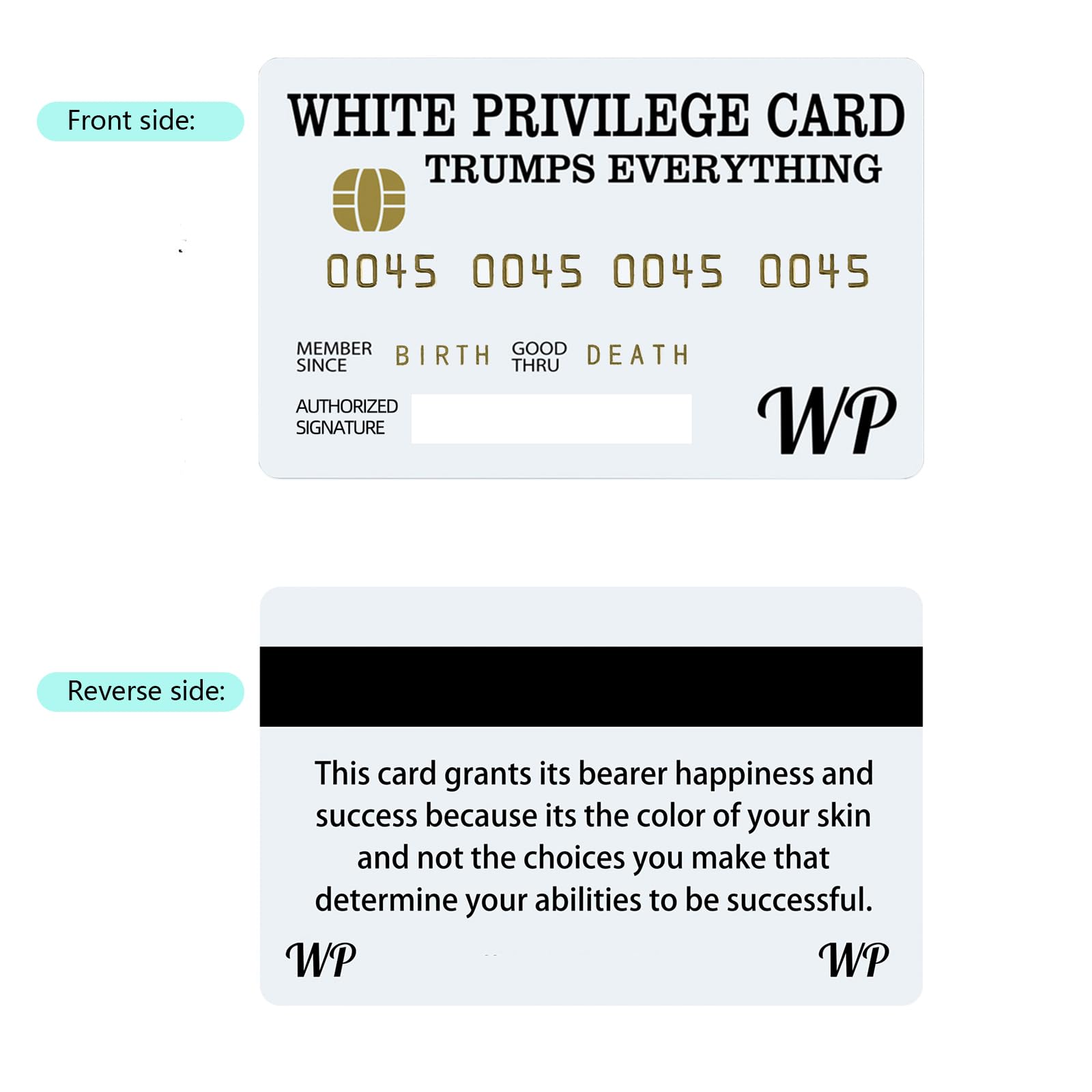 Quejowy 6x White Privilege Cards - Trumpfs Everything Karte | Beschreibbarer Unterschriftenstreifen