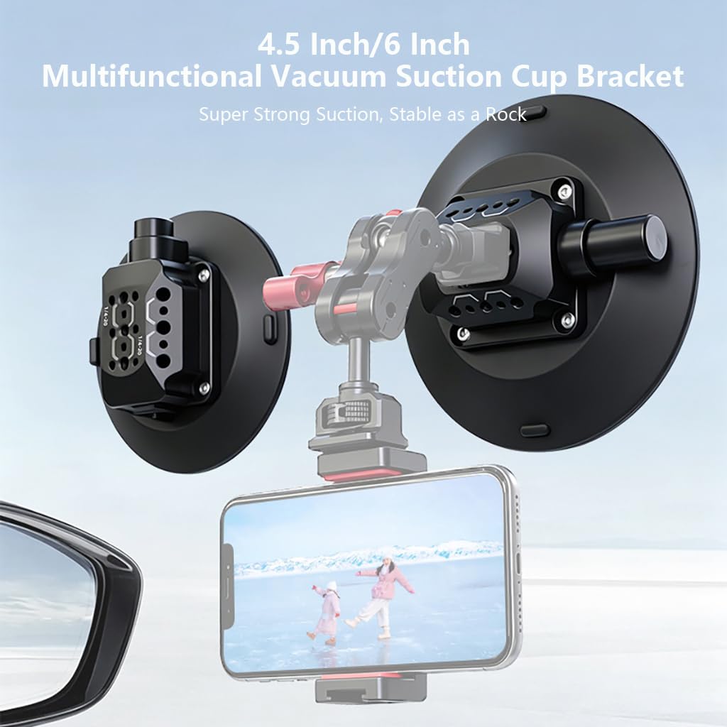 Supporto a ventosa per auto, per smartphone, mini fotocamera reflex, action camera (4,5 pollici)