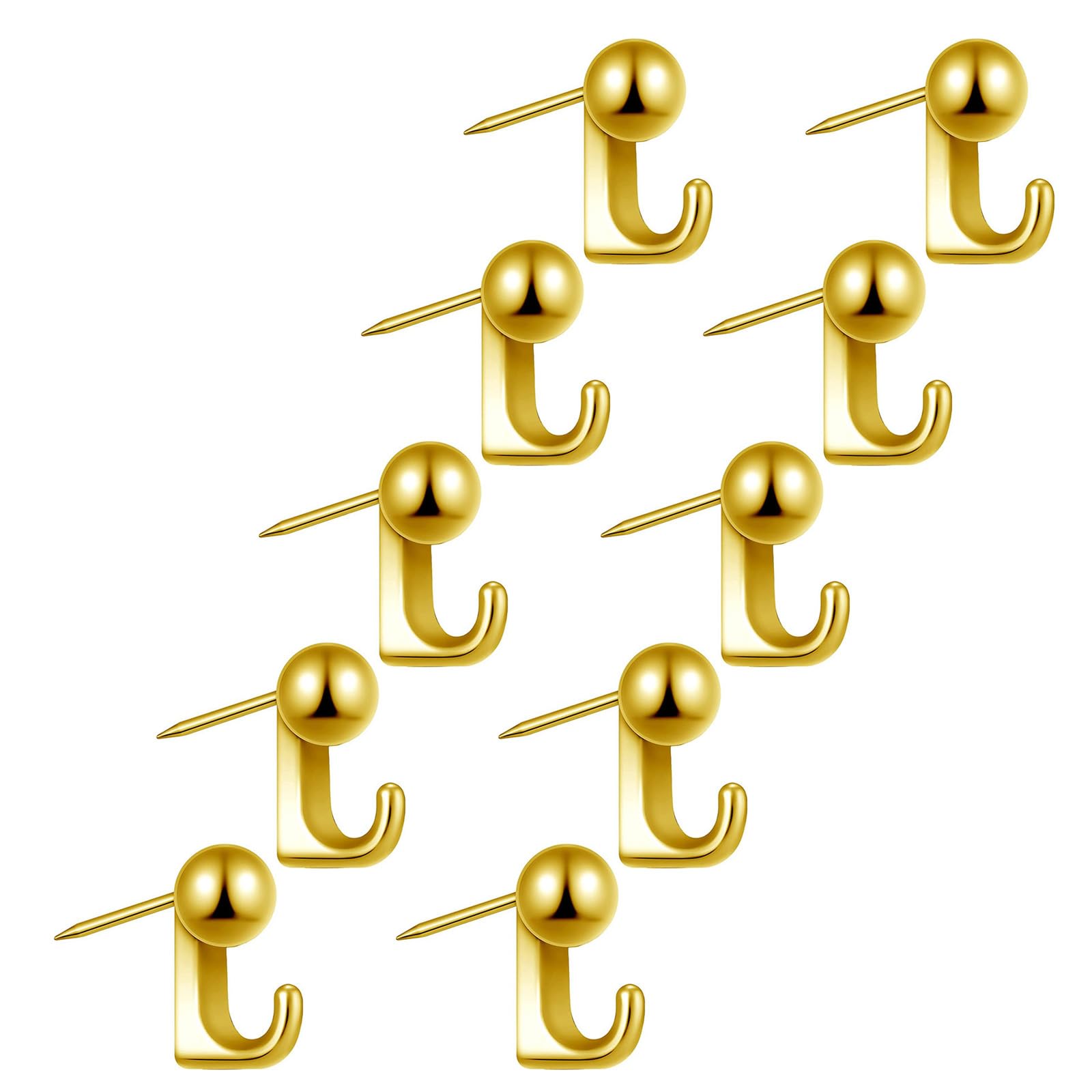 Msioytog Professional Zinc Alloy Push Pin Wall Hooks, 10Pcs Rustproof Heavy Duty Hangers for Home Organization Push Pin Hook
