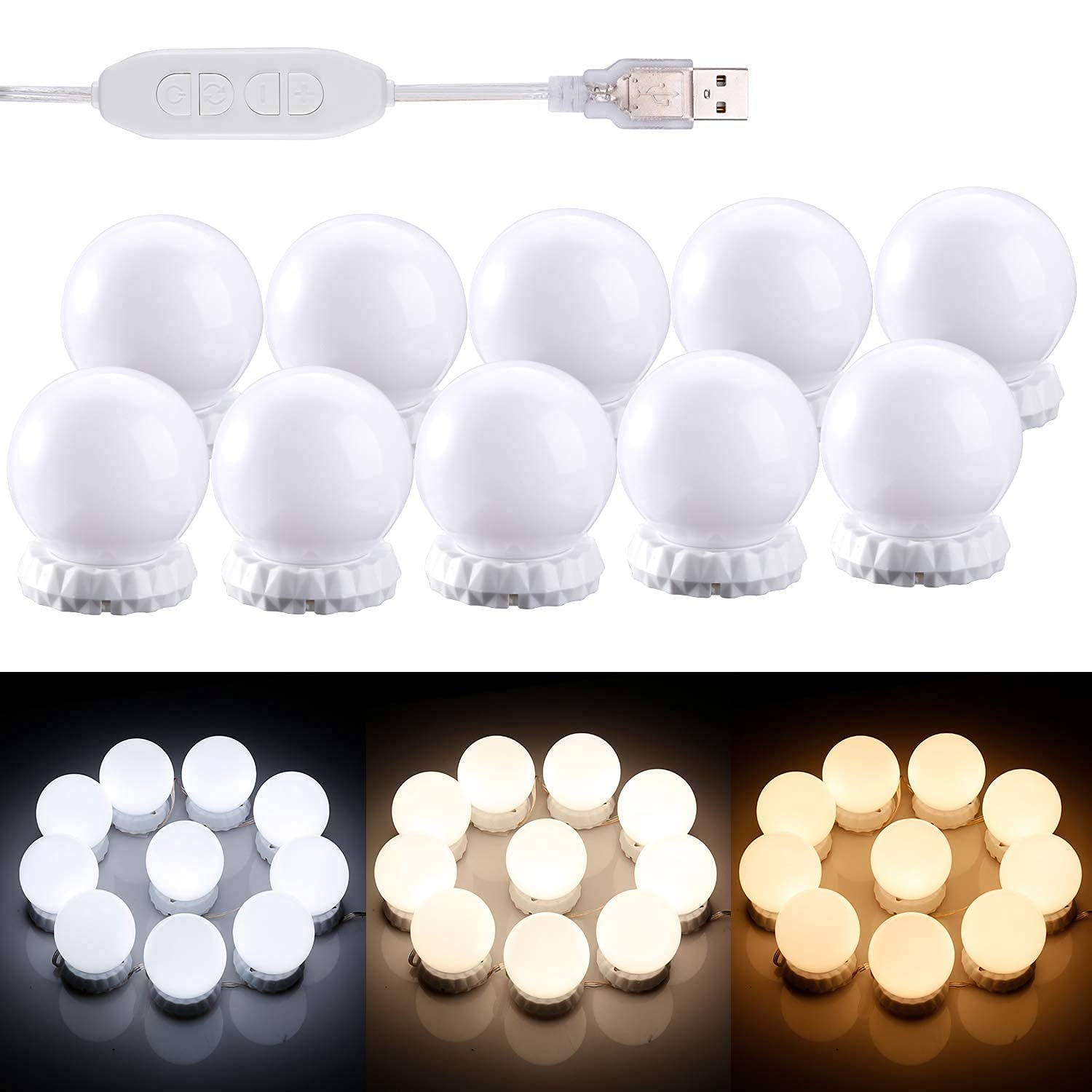 Led Vanity Lights for Mirror 10 Pack LED Bulbs 10 Dimmable Light Bulbs 3 Color Modes, White Makeup Lights for Mirror Table, Bathroom, Dressing (B0D737CYPK) Amazon Price History, Amazon Price Tracker