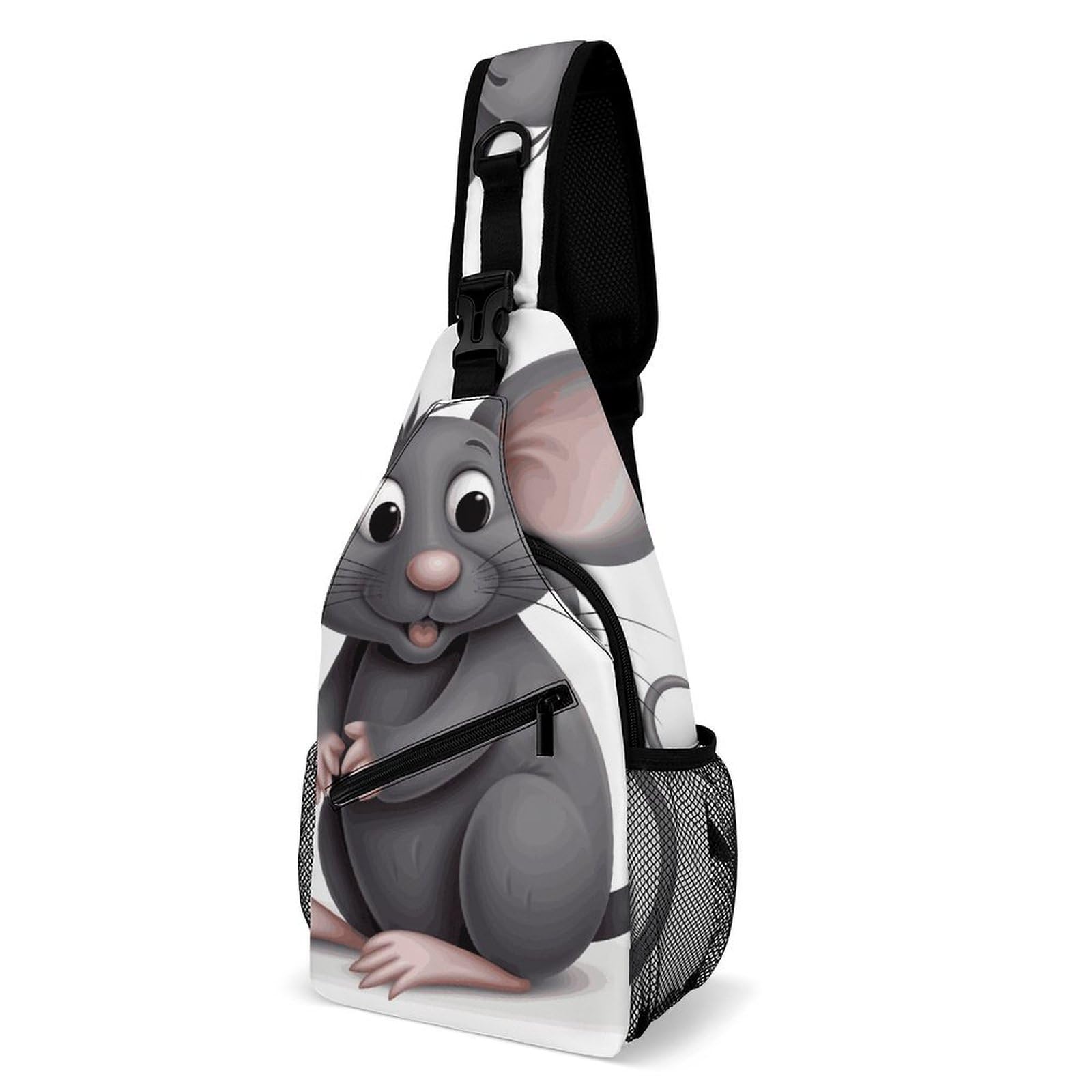DJUETRUI Sling Bag for Women Men Chest Bag Sling Backpack Grey Rat Crossbody Bag Fanny Pack Daypack for Travel, Grey Rat, 38x20cm, Grey Rat, 38x20cm