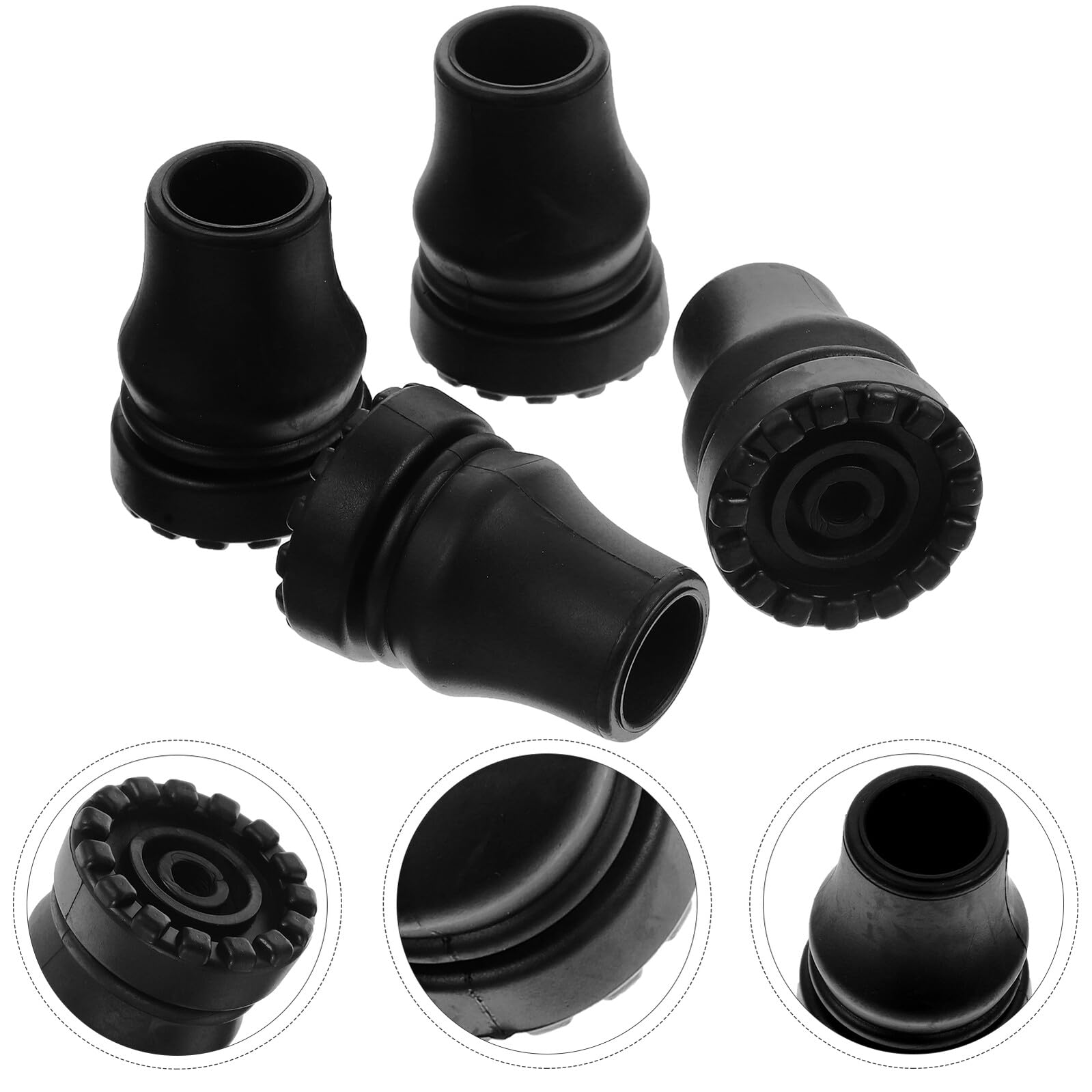 Toyvian 4 Stück Krückenfuß Antirutschspitzen aus PVC Schwarz für Gehstock und Krücke Schützen vor Stürzen Zubehör für Senioren