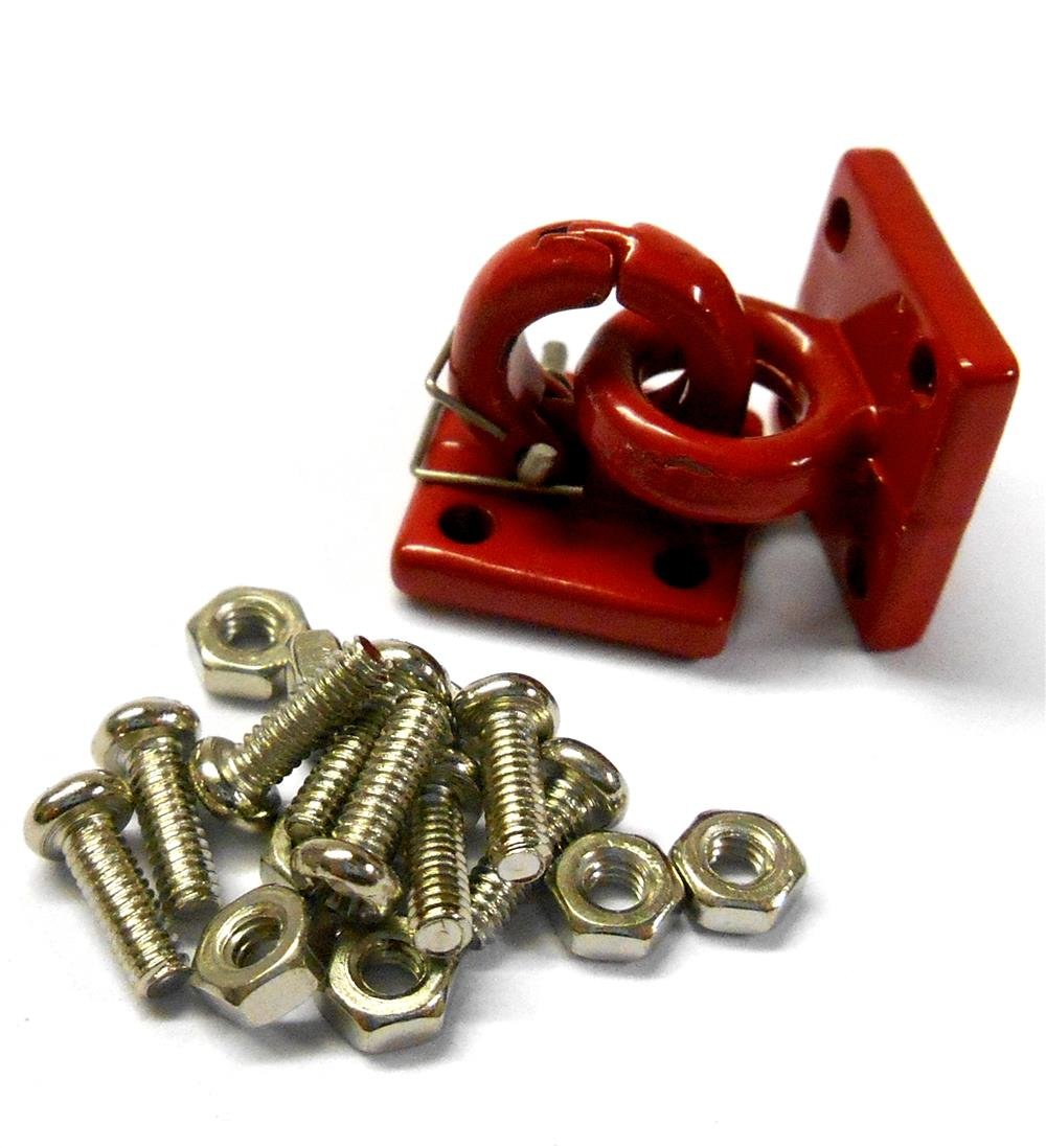 Yeah RacingYA-0462 1/10 RC Rock Crawler Heavy Duty Four Bolt Lunette Ring Tow Toe Hook Red