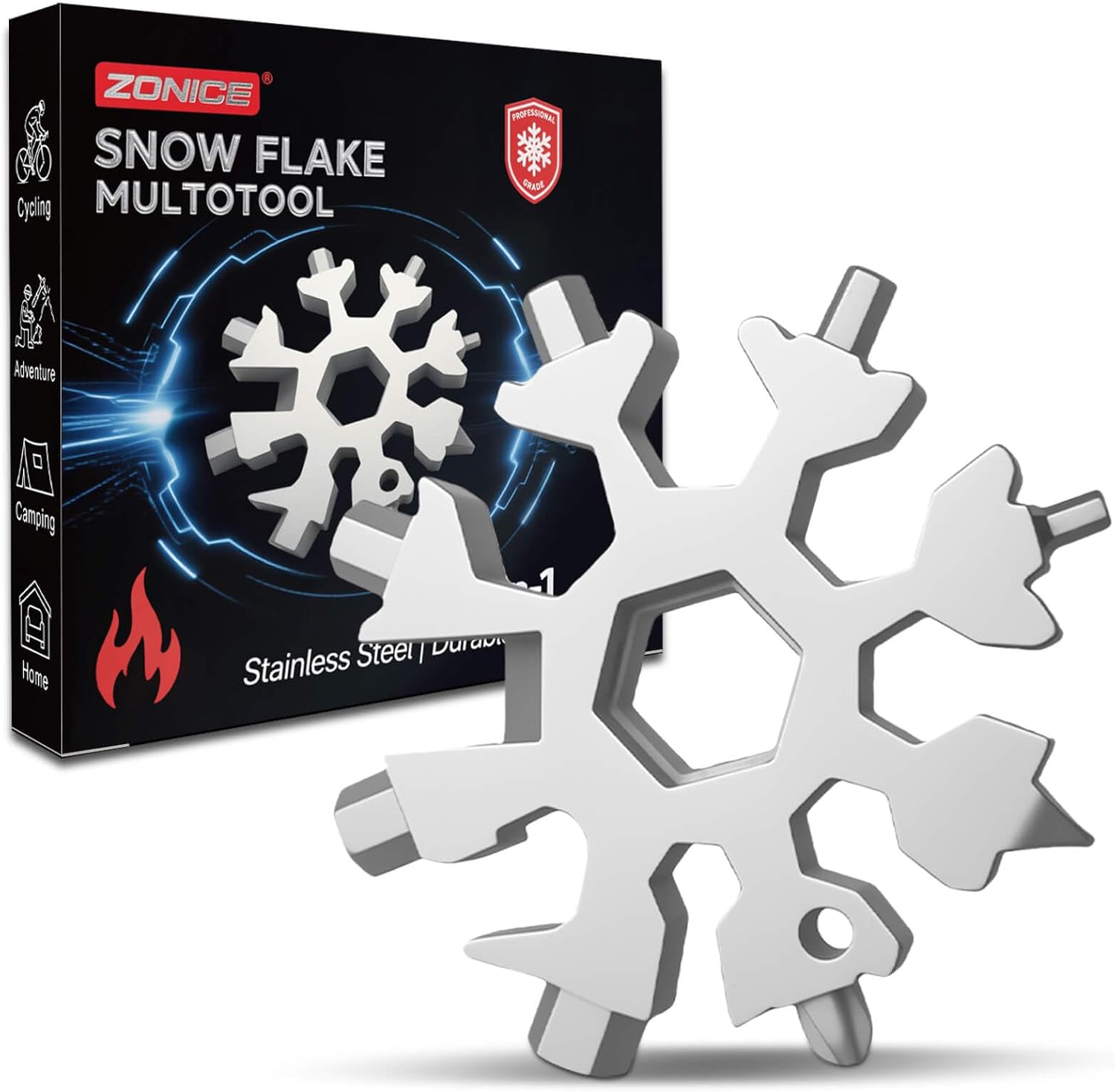 18-in-1 Stainless Steel Snowflake Multi-Tool for Camping & Gifts 18-in-1 Stainless Steel Snowflake Multi-Tool for Camping & Gifts