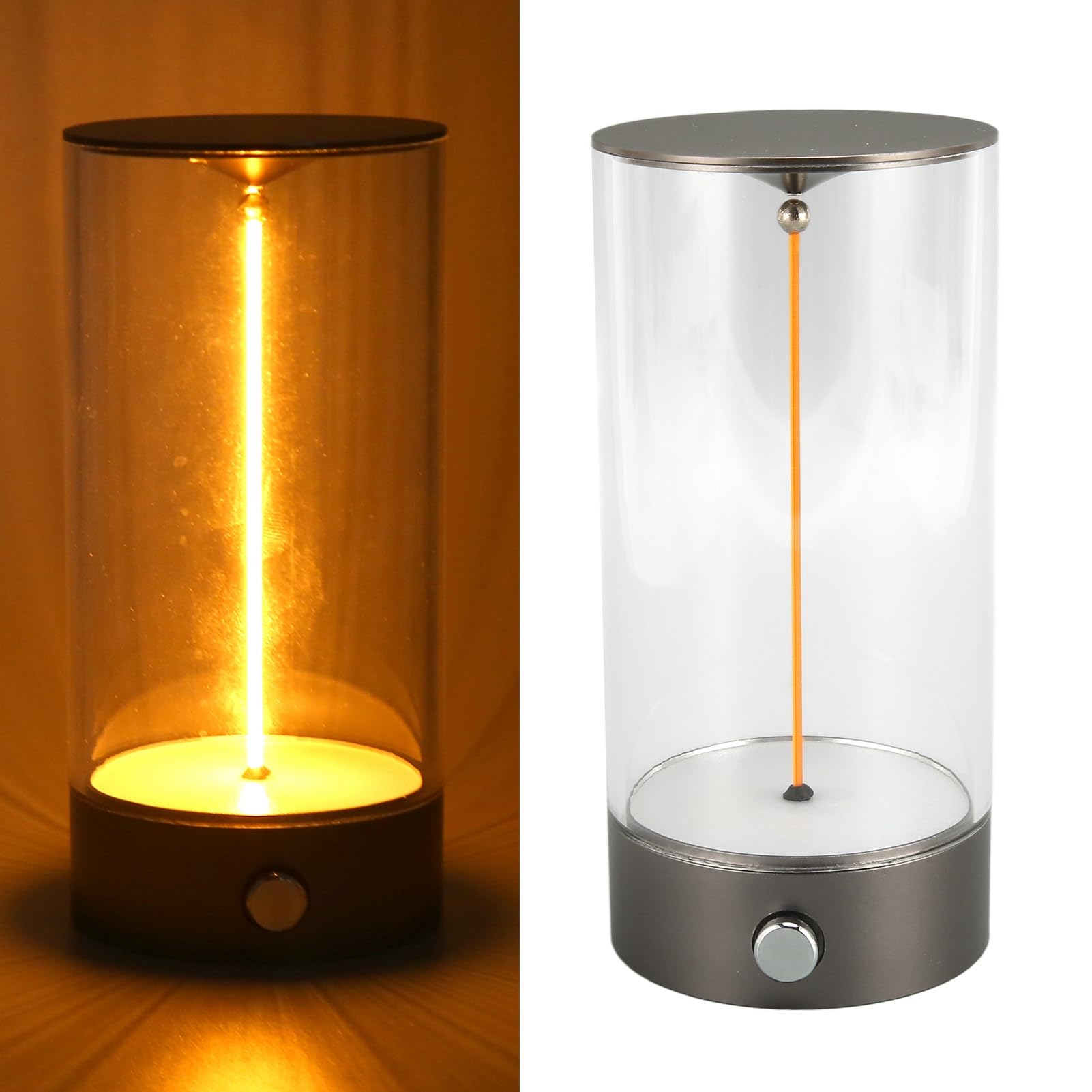 F&Y Lámpara de mesa LED minimalista de carga USB regulable para mesita de noche (S)